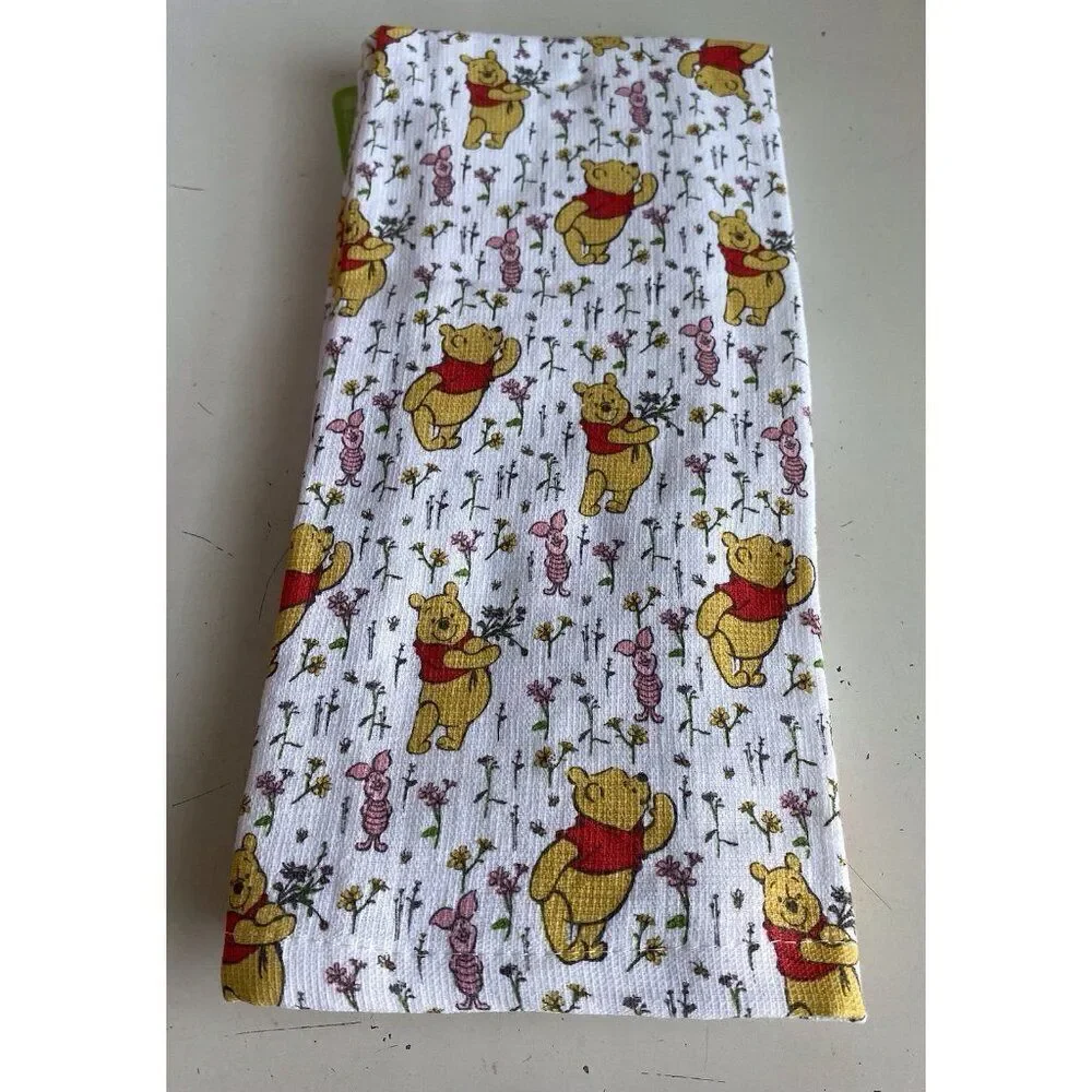 2 Pack Disney Winnie the Pooh Piglet Floral Spring Kitchen Towels 16 X 26” NEW‎